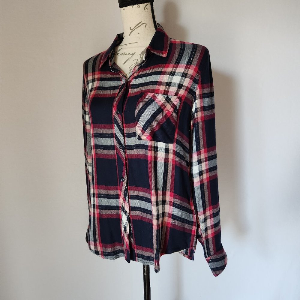Rails Hunter Fuschia Plaid Button-Down Shirt Long… - image 5